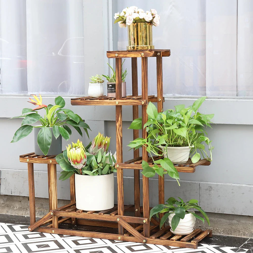 Wood Plant Flower Stand