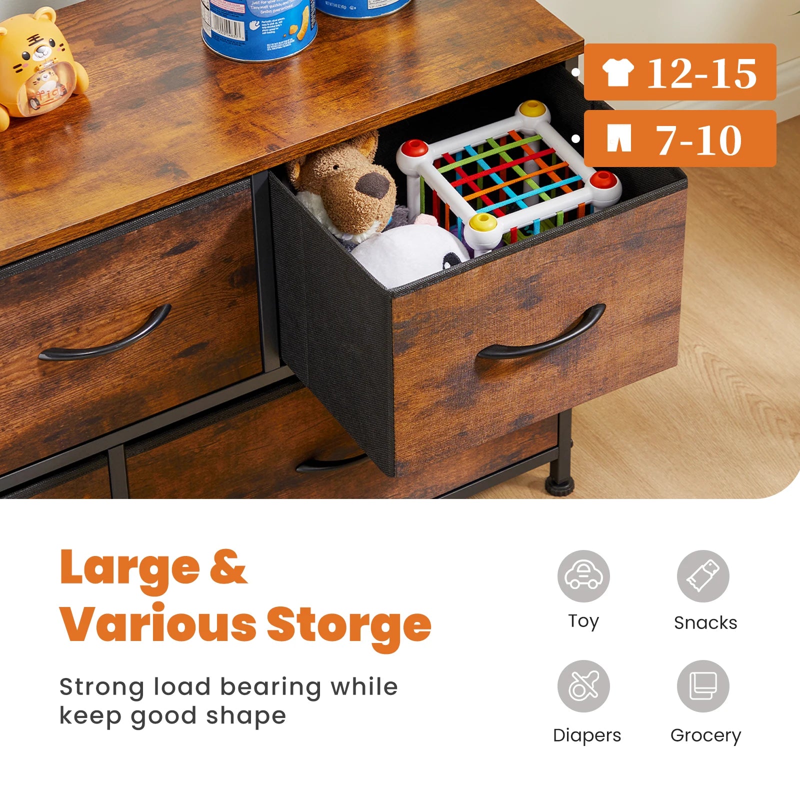 Shoe Rack and Dresser with 5 Protective Multilayer Drawers