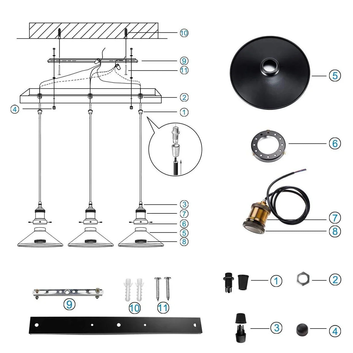 Retro Black Umbrella Lamp