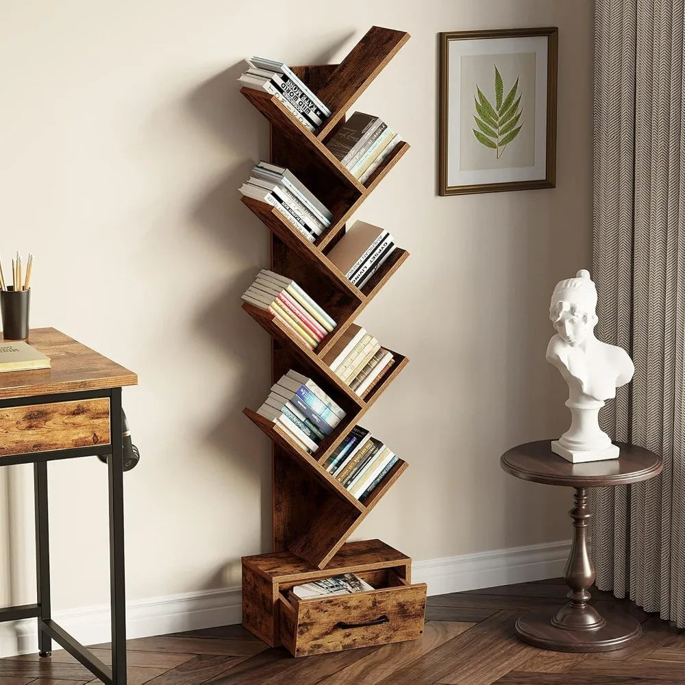 Bookshelf with Wooden Drawer