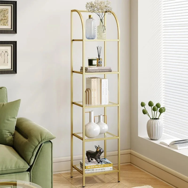 Bookcase, Tempered Glass Arched