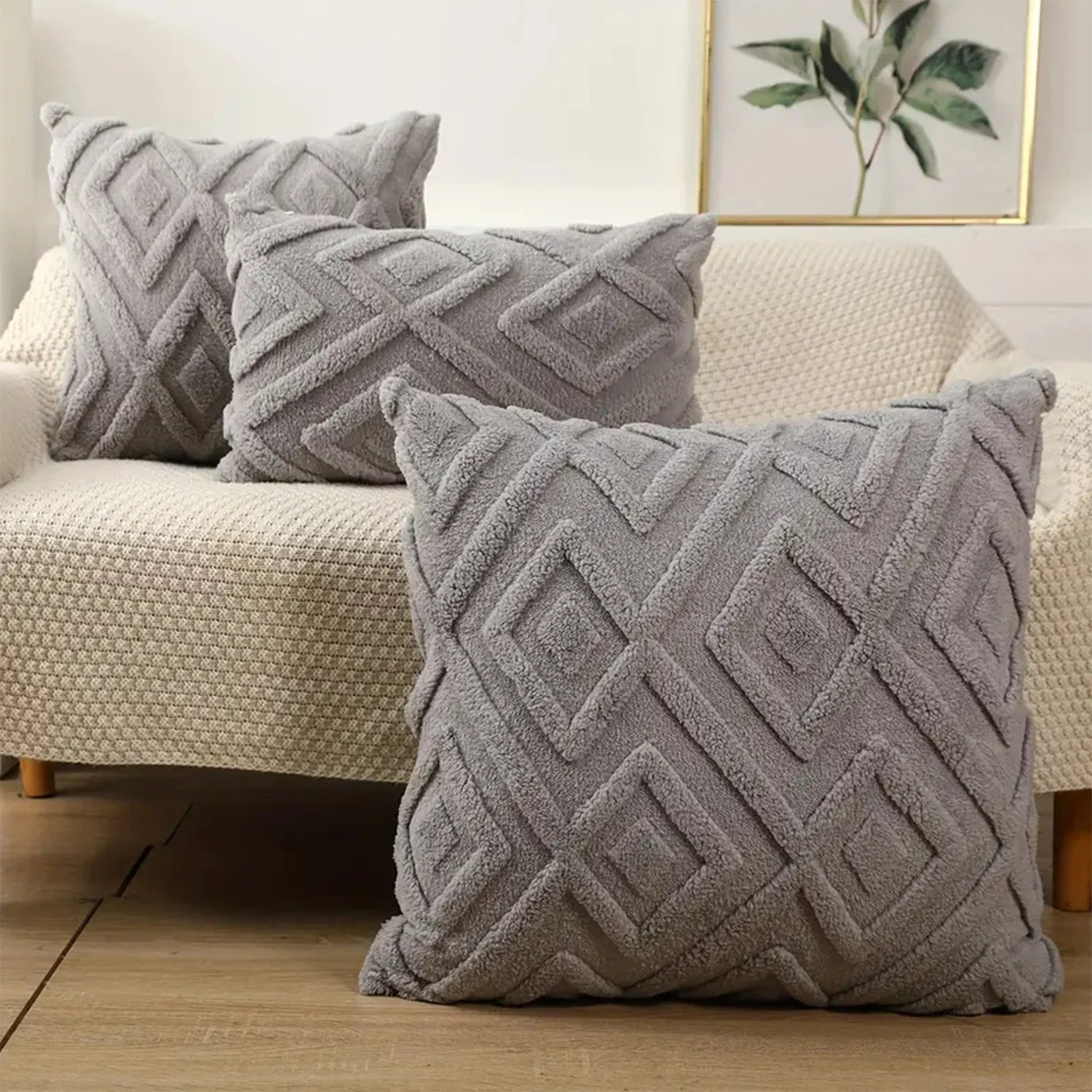 Decorative Faux Wool Throw Pillow Cover