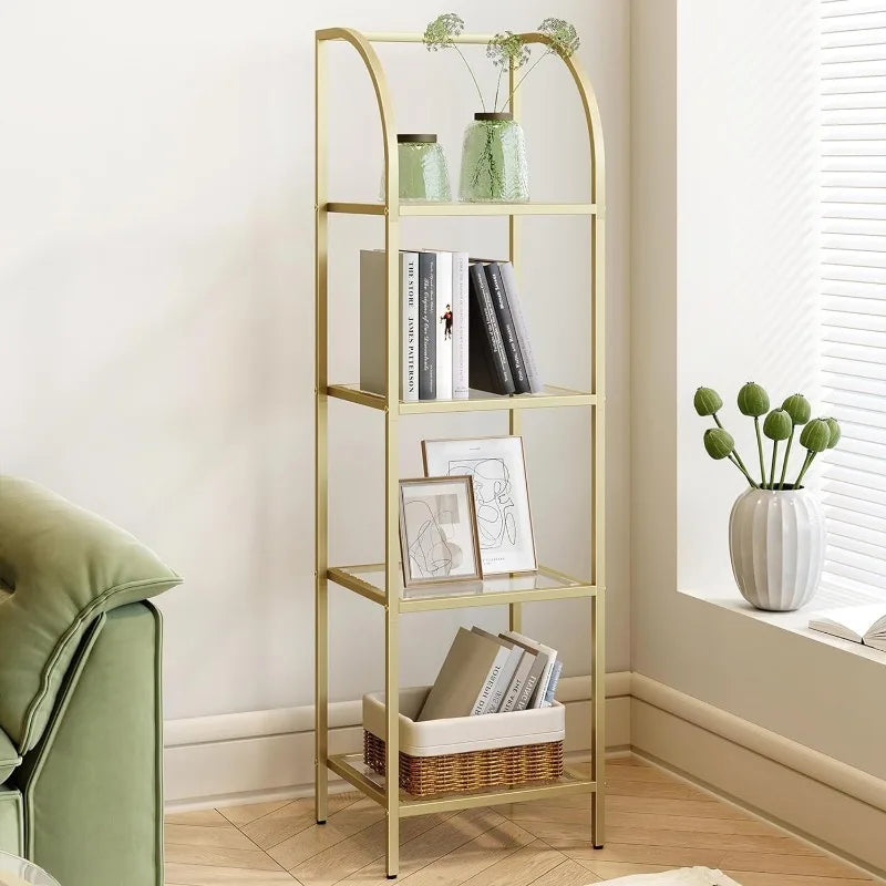 Bookcase, Tempered Glass Arched