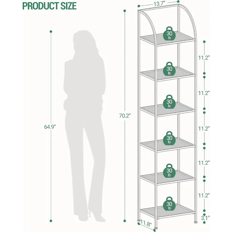 Bookcase, Tempered Glass Arched