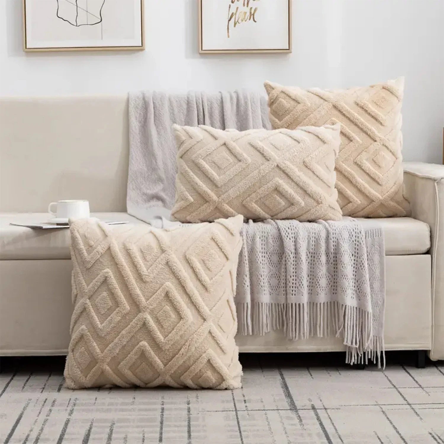 Decorative Faux Wool Throw Pillow Cover