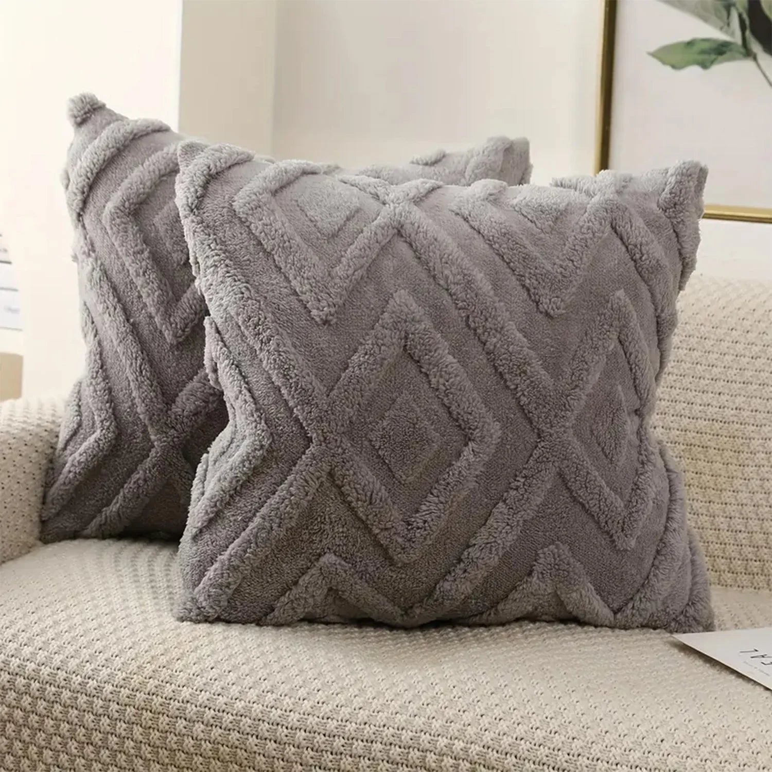 Decorative Faux Wool Throw Pillow Cover