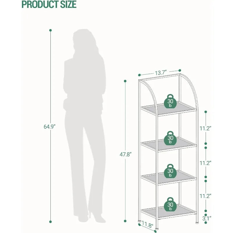 Bookcase, Tempered Glass Arched