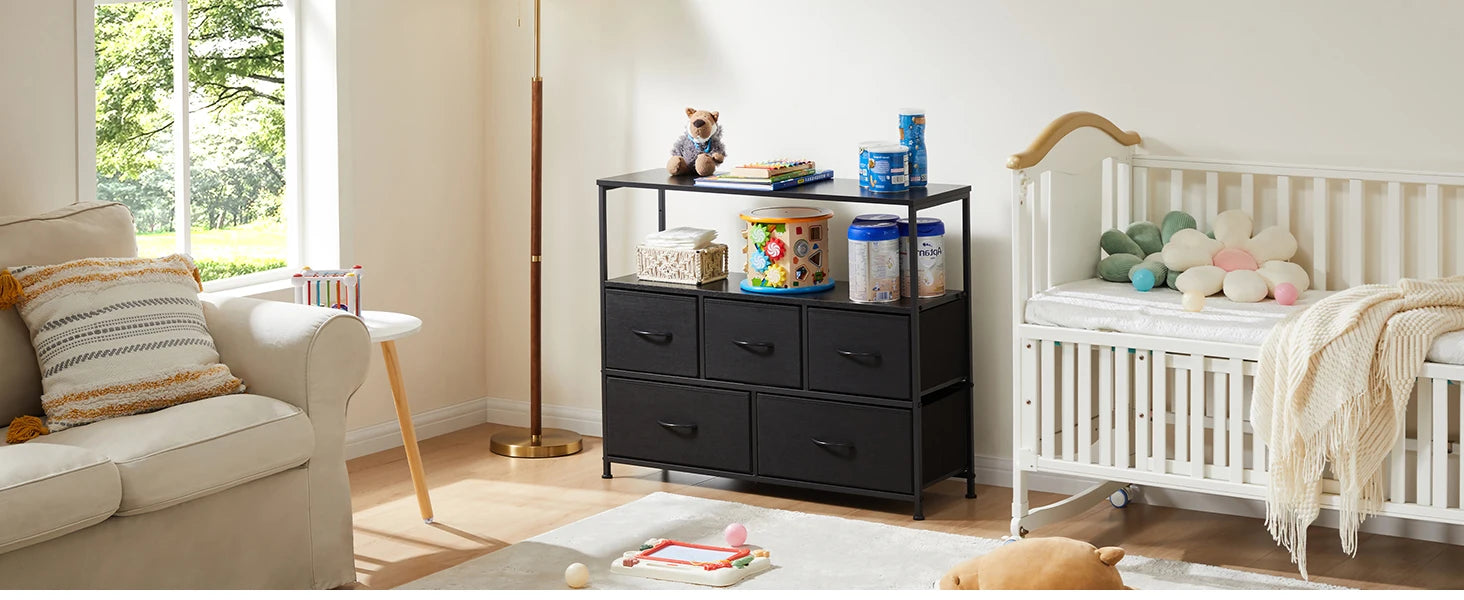 Shoe Rack and Dresser with 5 Protective Multilayer Drawers