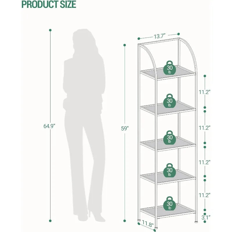 Bookcase, Tempered Glass Arched