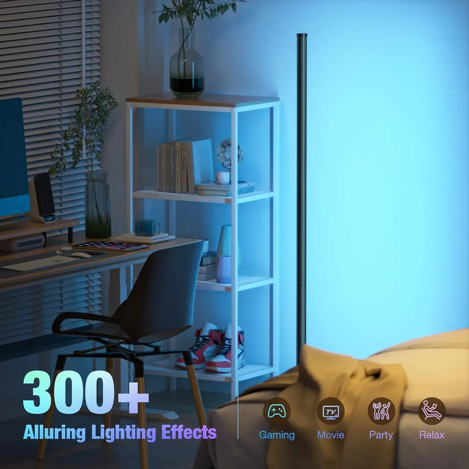 Modern Music Sync RGB Smart Floor Lamp 16 Million Color Changing Ambient Lights with App and Remote Control