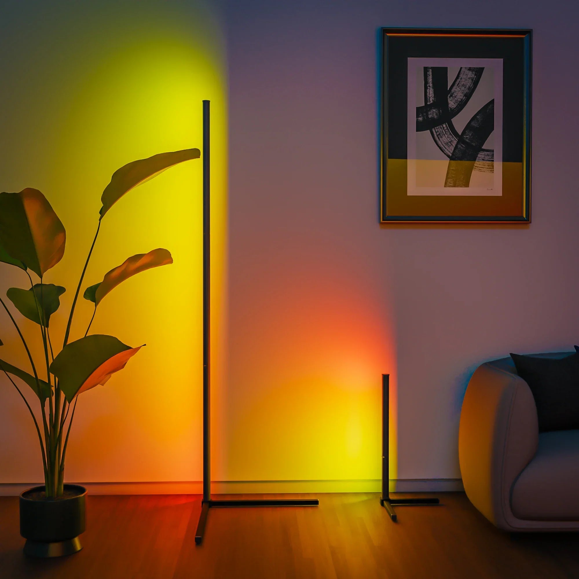 Modern Music Sync RGB Smart Floor Lamp 16 Million Color Changing Ambient Lights with App and Remote Control